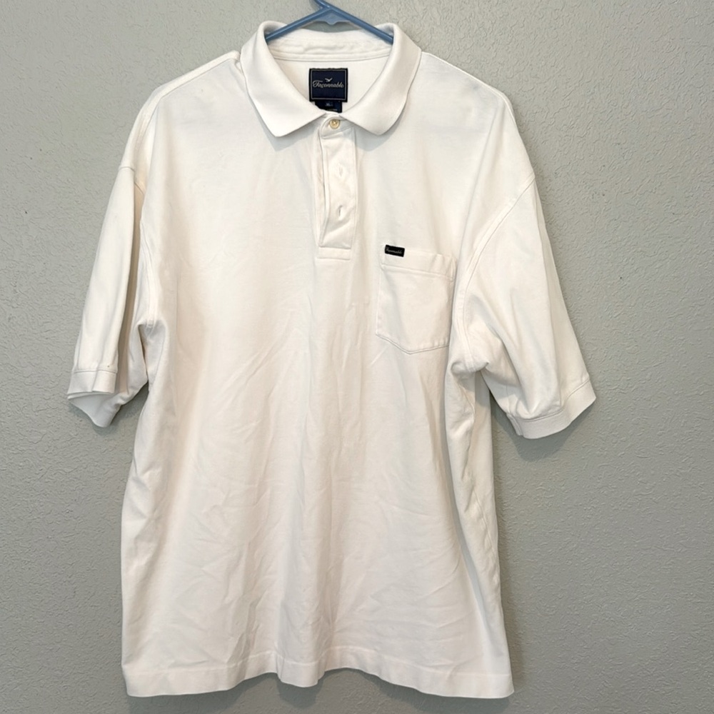 Façonnable polo style short sleeve shirt, men’s size XL, color white